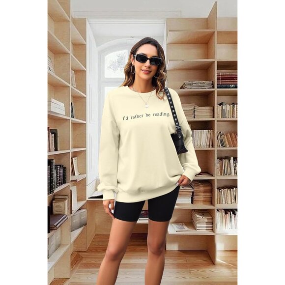 Women's Soft Cotton Embroidered Sweatshirt Reading Lover Gift Small - Picture 2 of 5